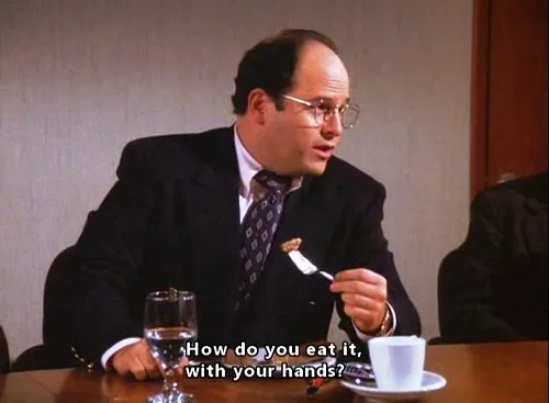 George Constanza Eating Mars Bar with a Fork