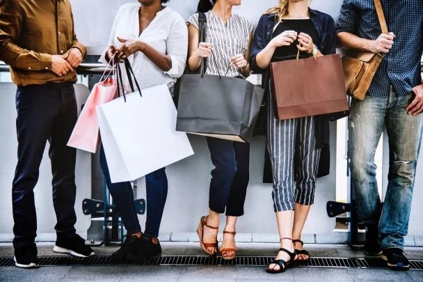 Group Standing with Shopping Bags