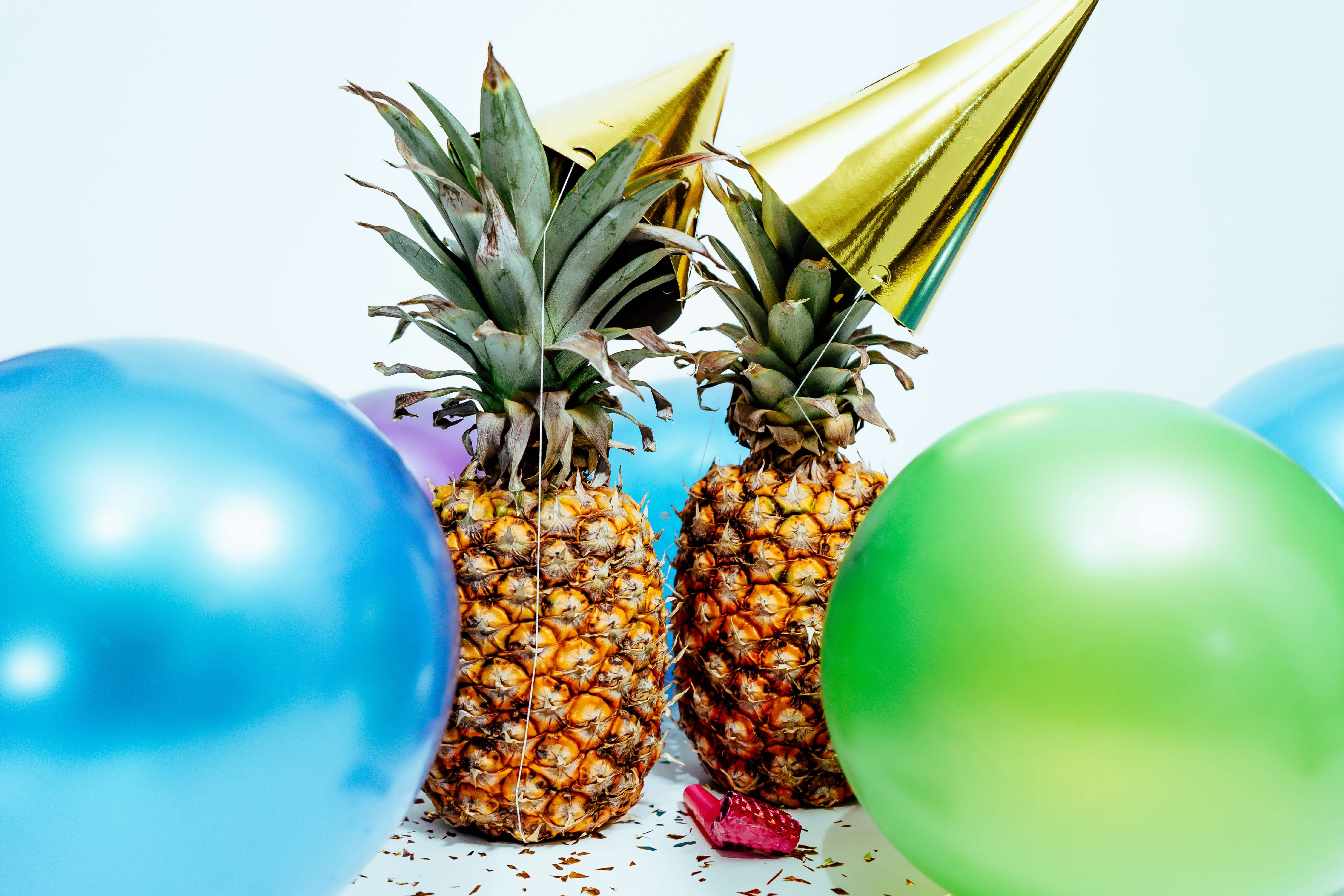 Pineapples with party hats