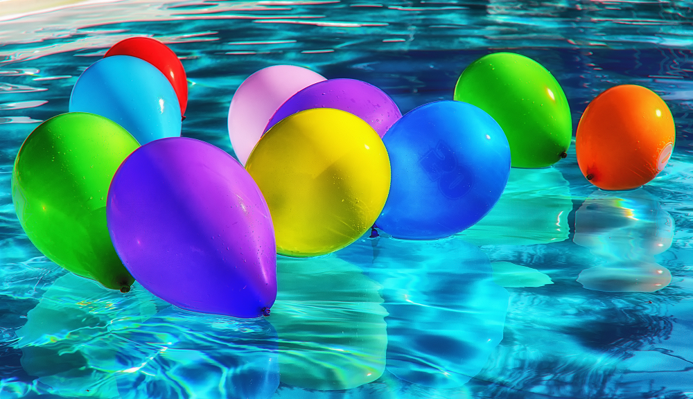 Balloons on swimming pool