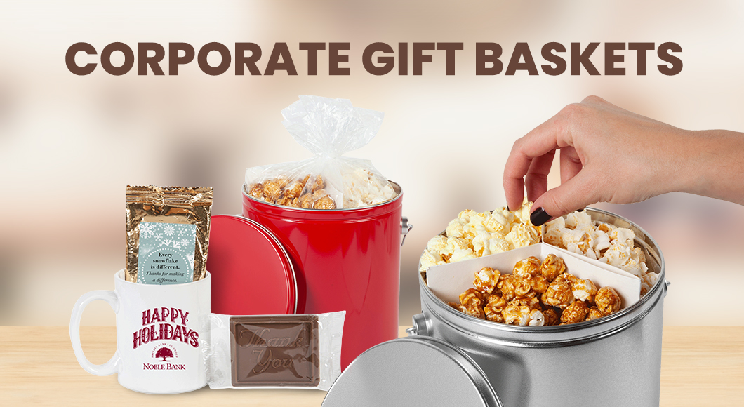 Corporate gift baskets with treats