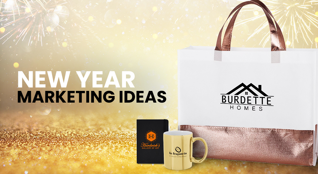New Year Marketing Gift Ideas Including Metallic Mug, Metallic Tote & Planner