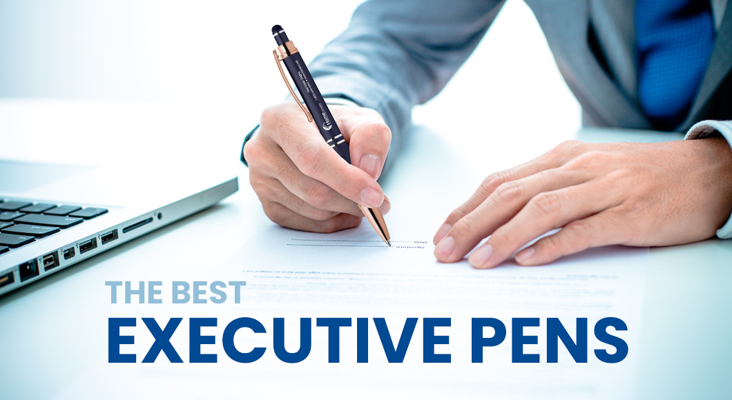 Business Person Writing With an Executive Pen With Logo and Stylus