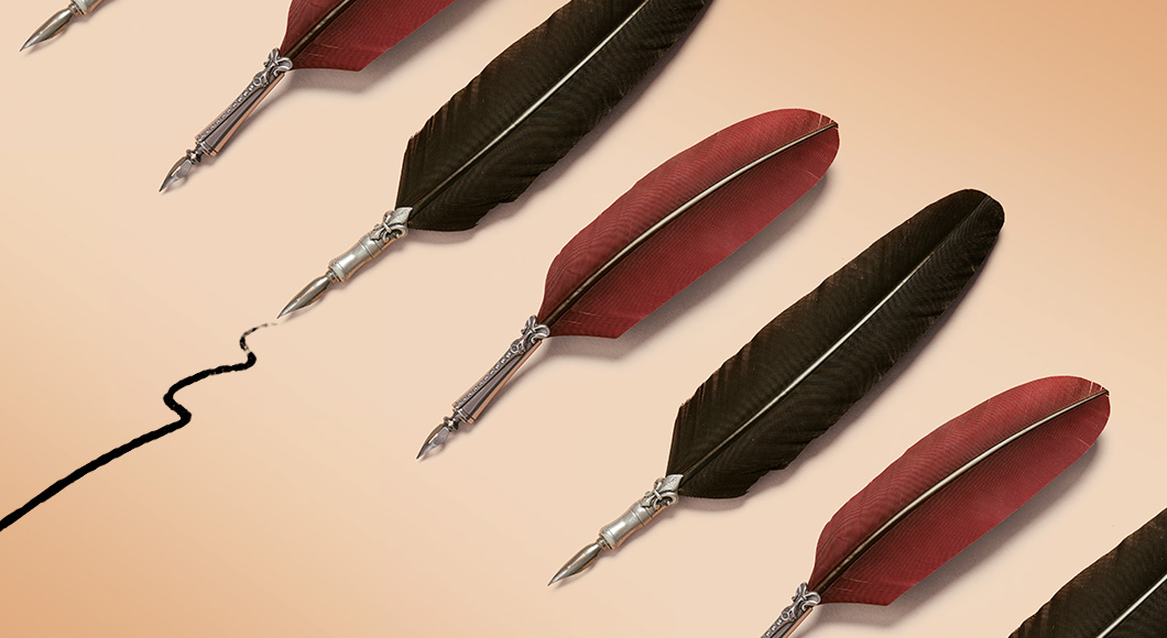 assorted quill feather pens