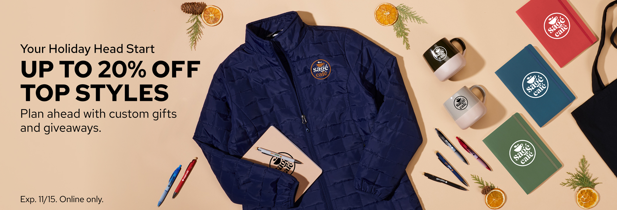 Save up to 20% on promotional products.