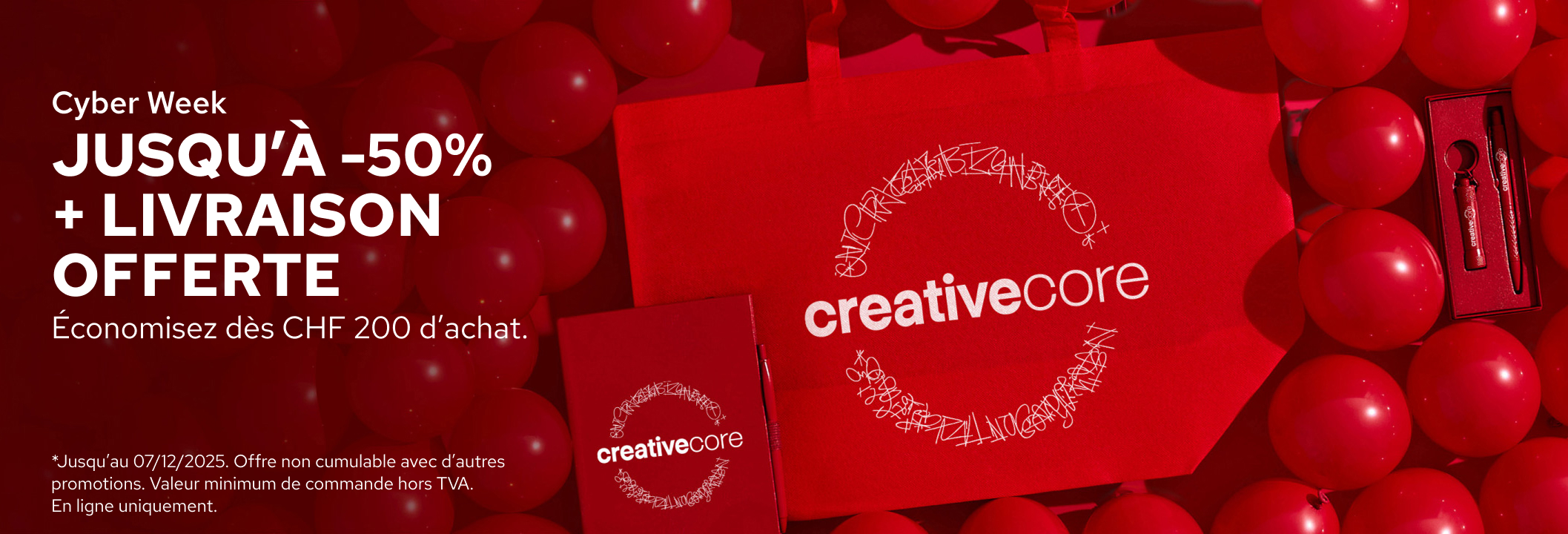 Jusqu’à -50% + Livraison OFFERTE sur les objets publicitaires