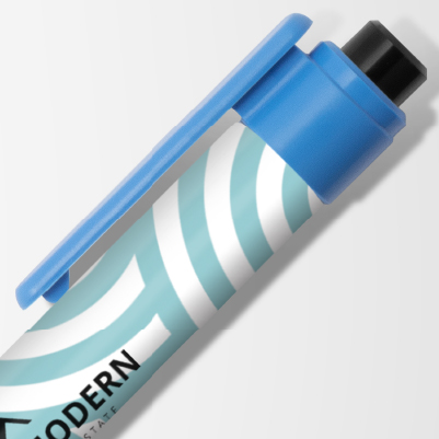 Thumbnail of promotional plastic pens with a design wrap imprint.