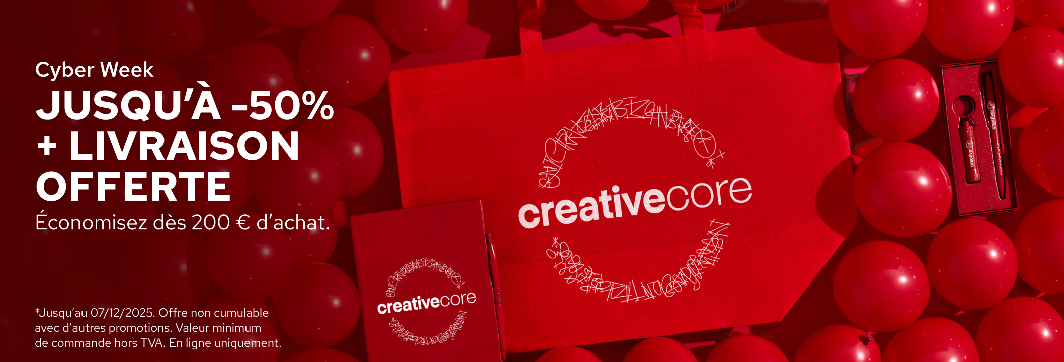 Jusqu’à -50% + Livraison OFFERTE sur les objets publicitaires