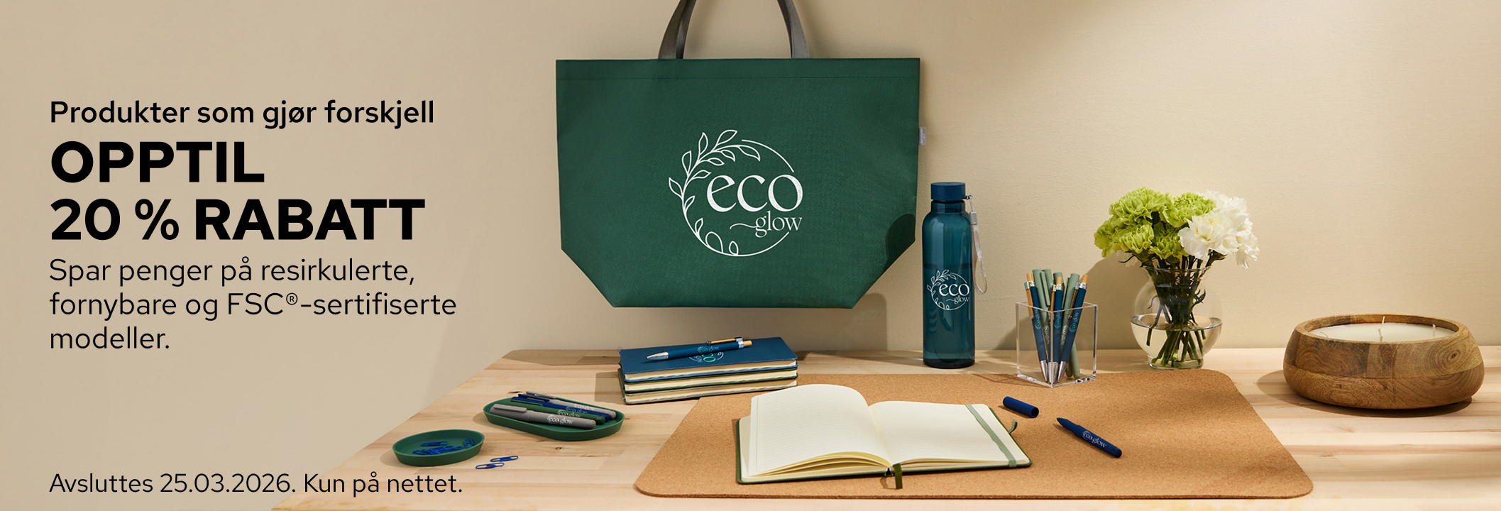 Opptil 20 % rabatt på reklameprodukter