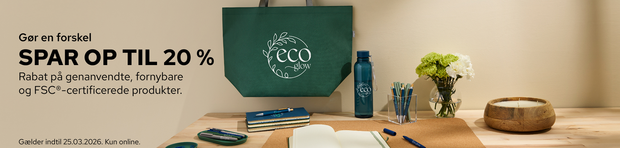 Op til 20 % rabat på reklameartikler.