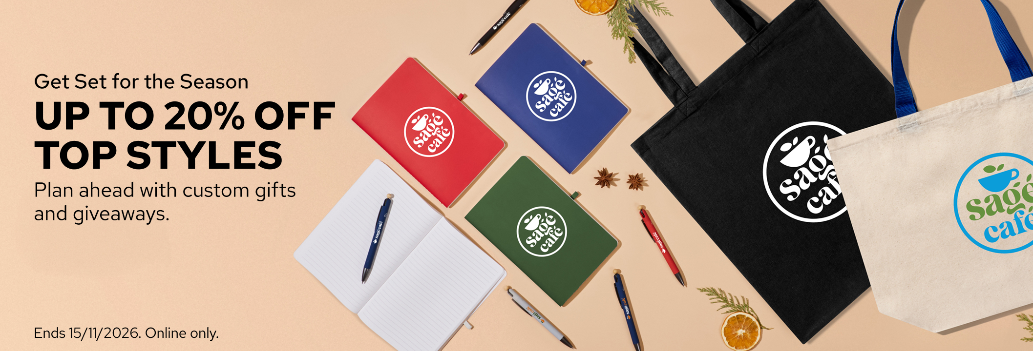 Save up to 20% on promotional products.