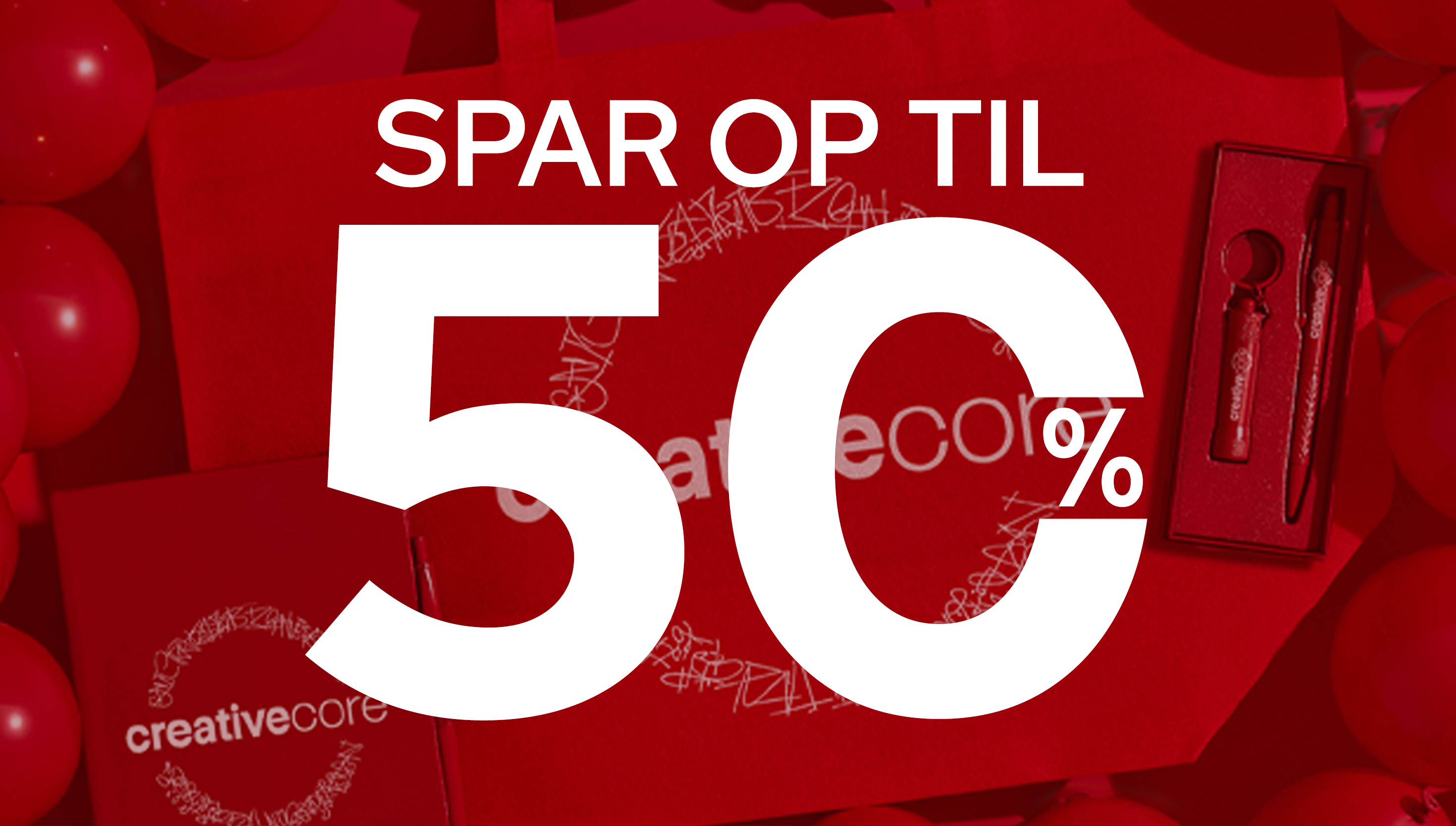 Spar op til 50 % + FRI fragt på reklameprodukter