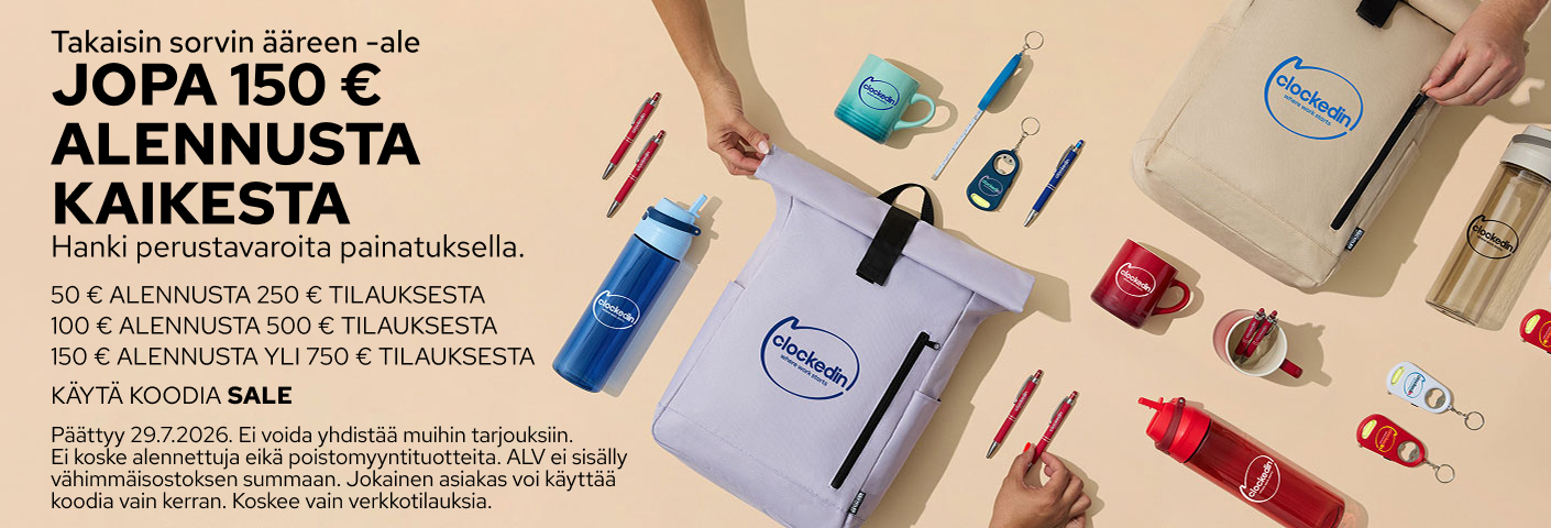 Säästä jopa 150 € mainostuotteista.