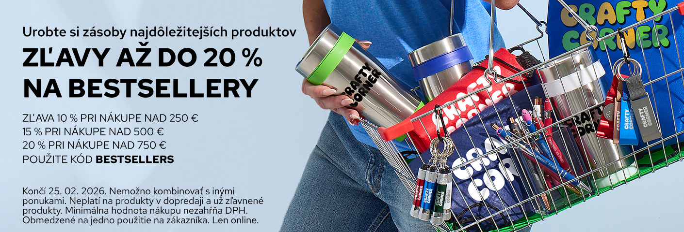 Zľava až do výšky 20 % na reklamné predmety s potlačou