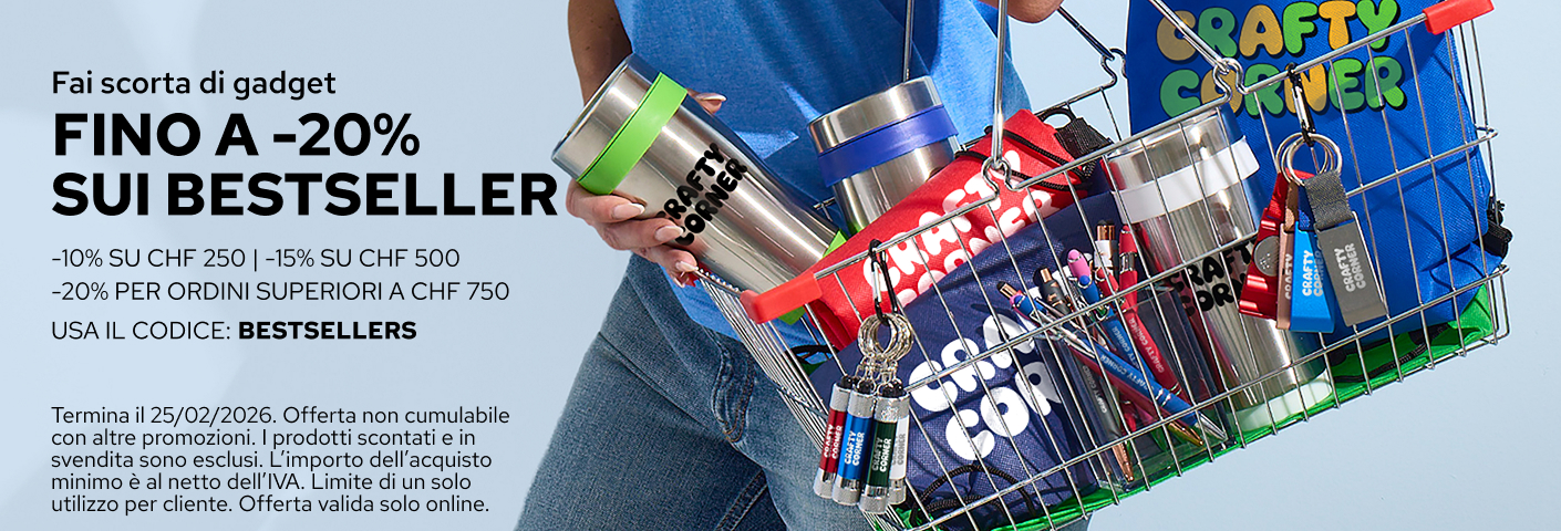 Fino a -20% sui gadget personalizzati