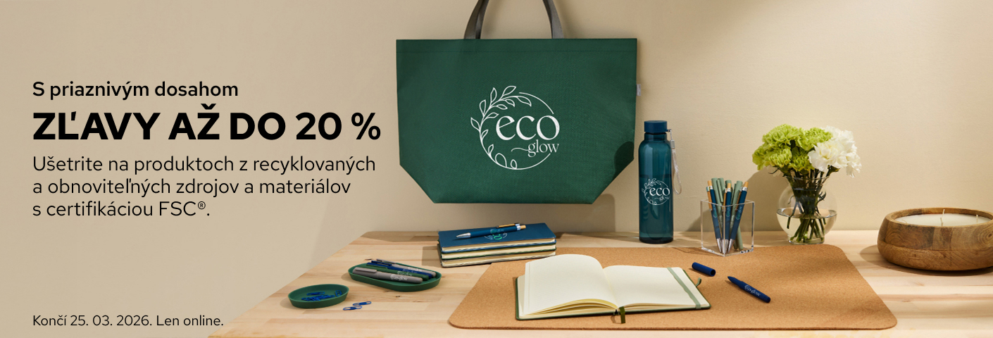 Zľavy až do výšky 20 % na reklamné predmety s potlačou.