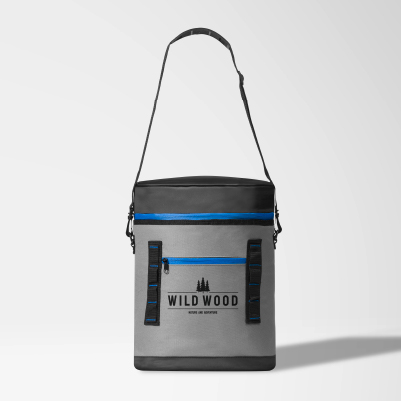 The promotional 6-Can Excursion Recycled Lunch Cooler displayed with a custom logo imprint.