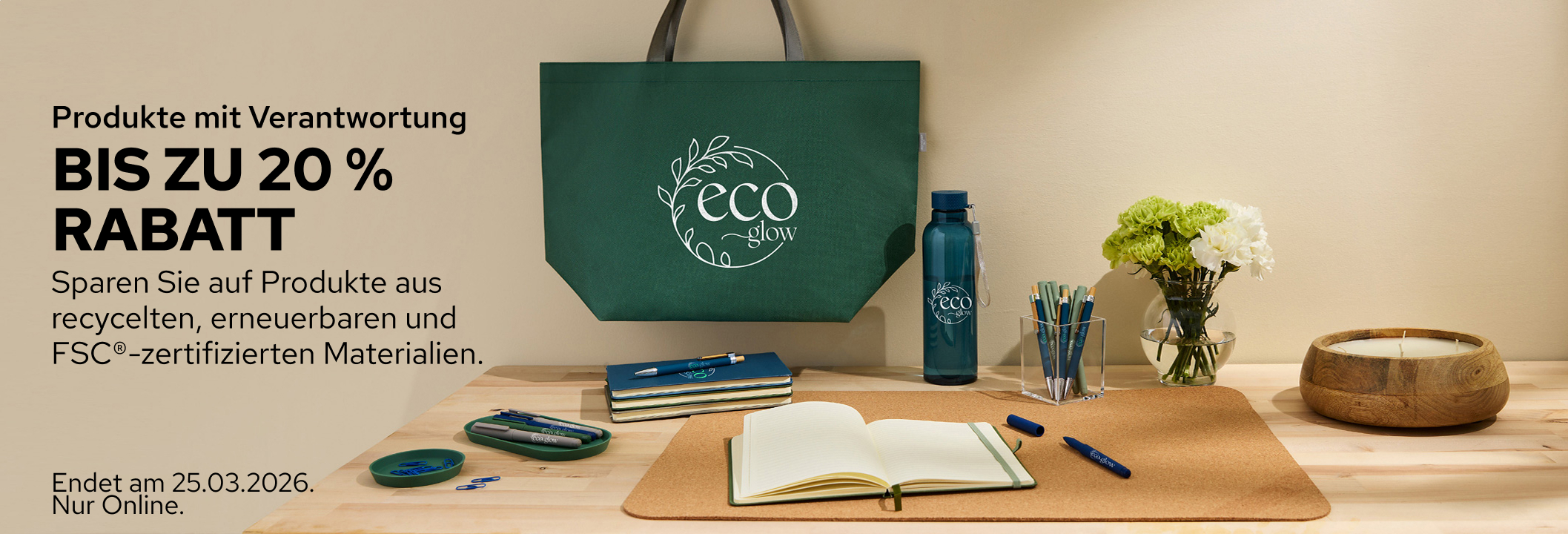 Bis zu 20 % Rabatt auf Werbeartikel.
