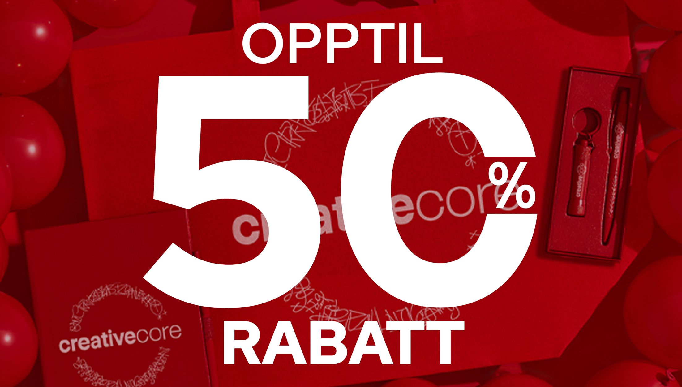 Opptil 50 % RABATT + GRATIS frakt for reklameprodukter