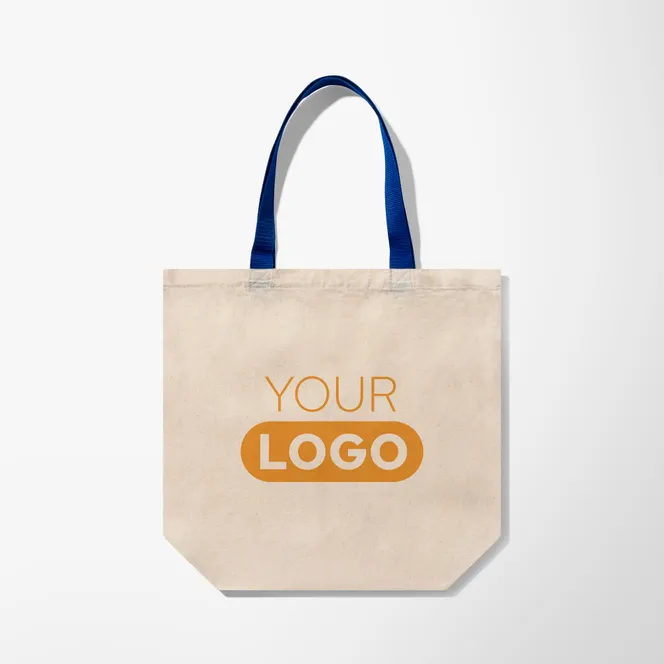 The promotional custom cotton tote with a custom logo imprint.