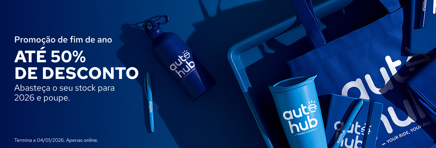Até 50% de desconto em brindes personalizados enquanto houver stock.