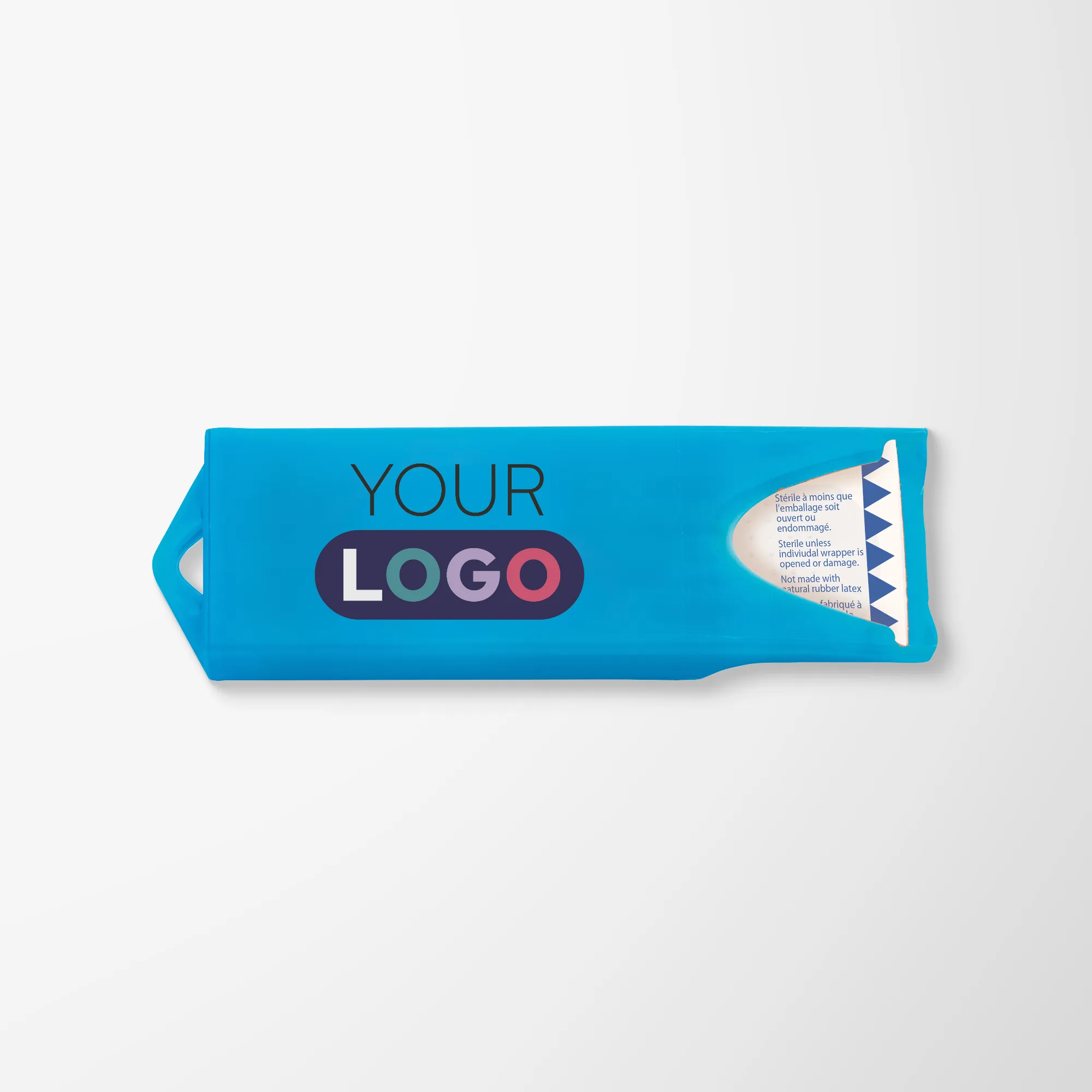 Bright blue plastic bandage case.