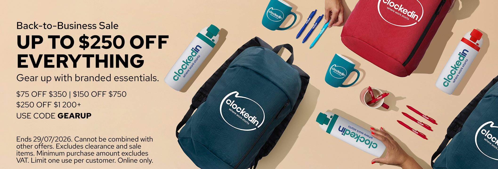 Save up to $250 on promotional products.