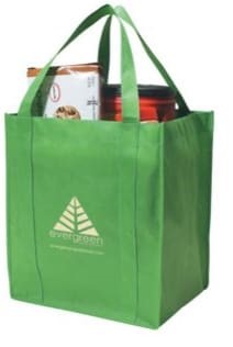 Nonwoven bag filled with groceries